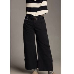 Anthropologie Pilcro The Sport Cuff Mid-Rise Crop Wide-Leg Jeans Size 30